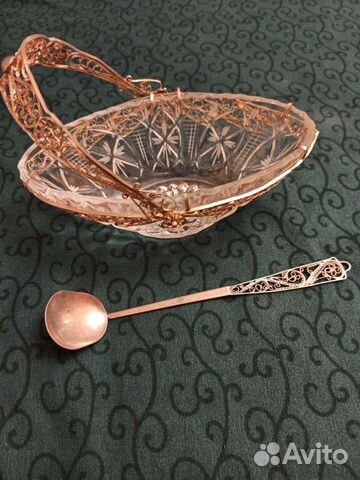 Хрустальная варенница СССР с ложкой