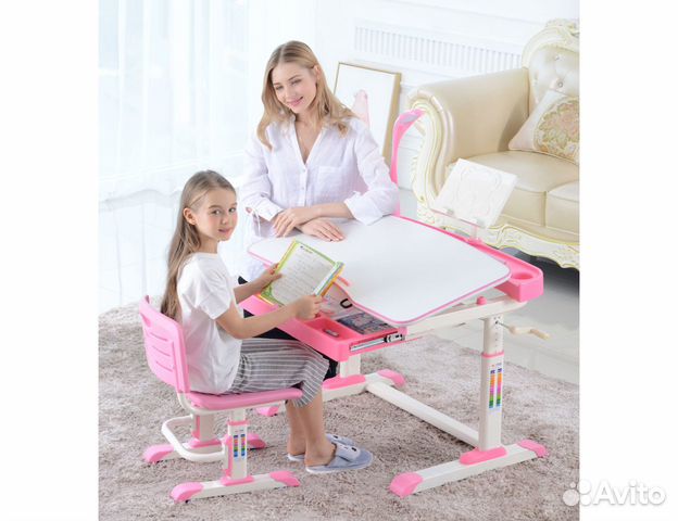 Растущая парта + Стул +LED лампа +Подставка книг