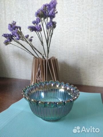 Ваза конфетница цветное стекло