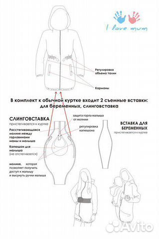 Куртка 3в1 «Вуаля» для беременных и слингоношения