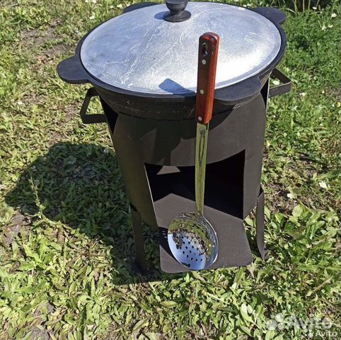 Казан чугунный 8.л+печь+шумовка подарок