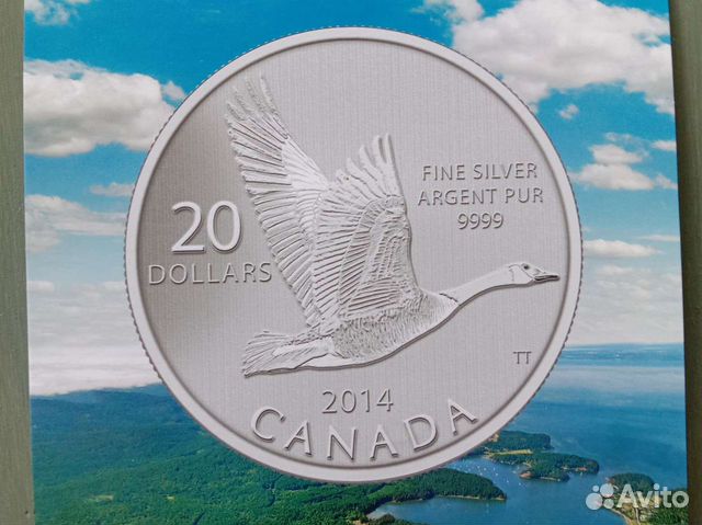 Серебрянная монета 20 долларов Канада