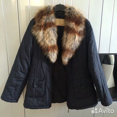 Куртка с воротником из натурального меха