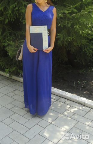 Выпускное платье насыщенно-синего цвета