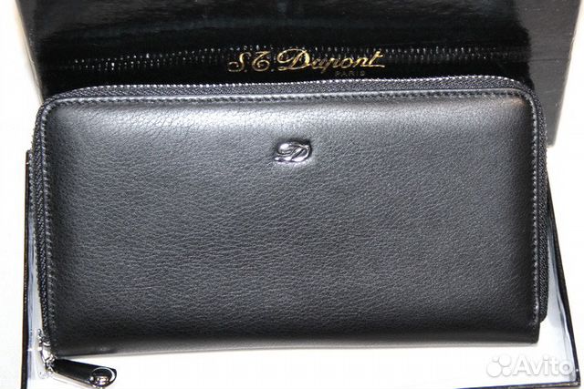 Мужской кожаный клатч кошелек St Dupont black