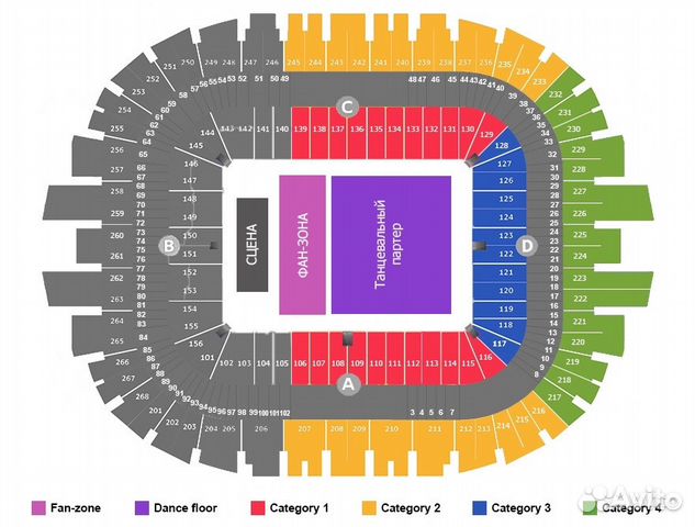 Арена лужники схема мест на концерт