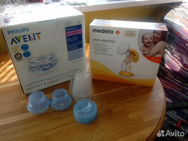 Молокоотсос medela mini electric, стерилизатор Ave