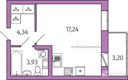 1-к квартира, 26.5 м², 8/9 эт.