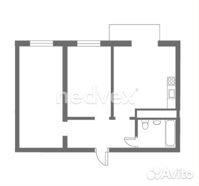2-к квартира, 54 м², 3/12 эт. 2-к квартира, 54 м², 3/12 эт.