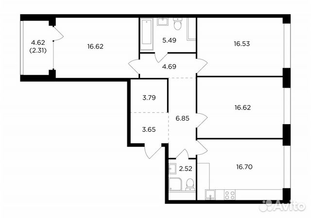 3-к квартира, 95.8 м², 14/17 эт. 3-к квартира, 95.8 м², 14/17 эт.