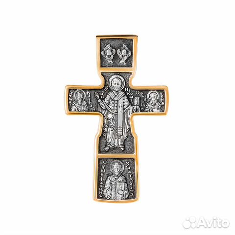 Серебряный мужской православный крест, чернение с Серебряный мужской православный крест, чернение с