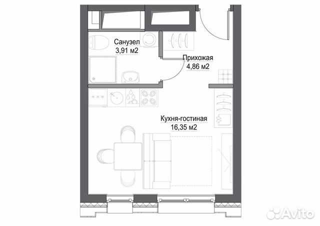 1-к квартира, 25.5 м², 29/45 эт. 1-к квартира, 25.5 м², 29/45 эт.