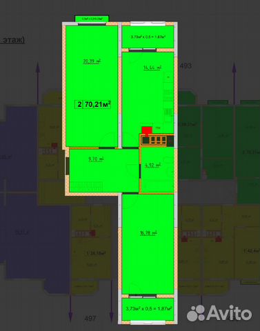 2-к квартира, 75 м², 3/7 эт.