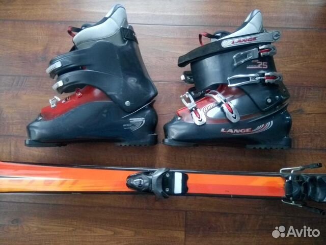 Горные лыжи 170 см., ботинки 30 (45-46 р.), палки