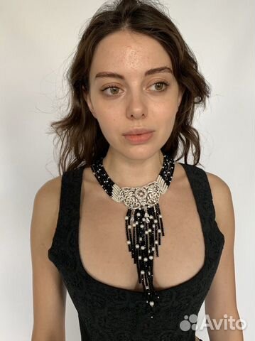 Колье ожерелье шпинель жемчуг