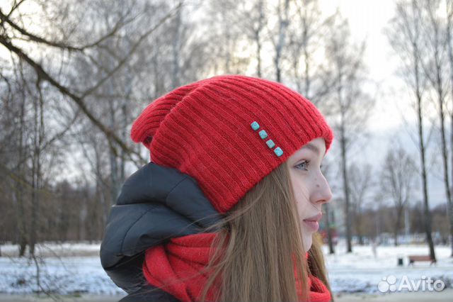 Шапка, косынка, платок, комплект, шапка вязаная