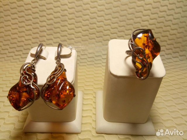 Янтарь серебро серьги, кольцо, бусы, браслет