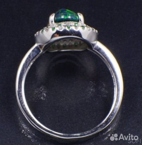 Серебряное кольцо с опалом и фианитом натуральным