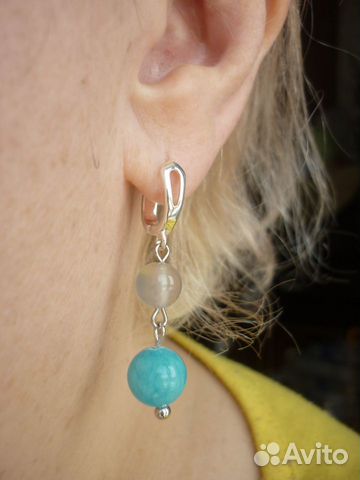 Авторский комплект из агата колье-чокер + серьги