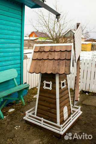 Садовая мельница из дерева. (доставка бесплатно)