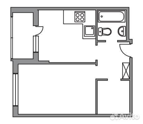 1-к квартира, 37.8 м², 1/6 эт.