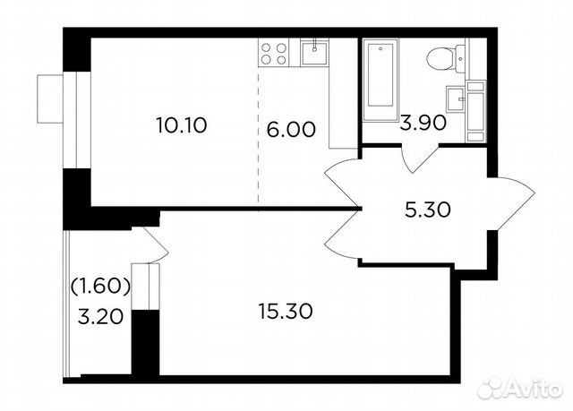 2-к квартира, 42.2 м², 2/13 эт. 2-к квартира, 42.2 м², 2/13 эт.