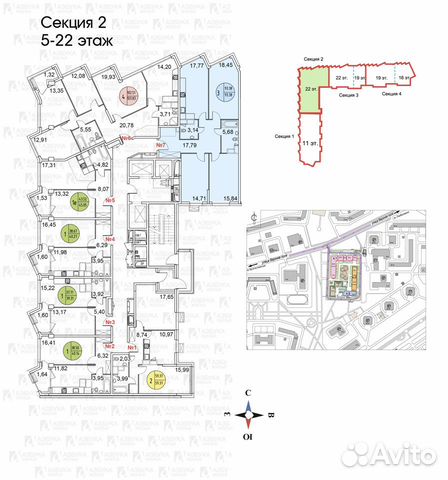 3-к квартира, 90 м², 12/22 эт.