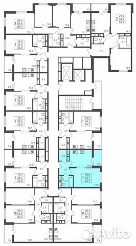 1-к квартира, 35.7 м², 16/17 эт.
