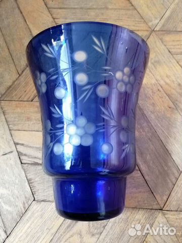 Ваза для цветов. Кобальт. Винтаж. 15* 18 см