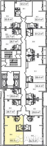 3-к квартира, 65.3 м², 16/26 эт.