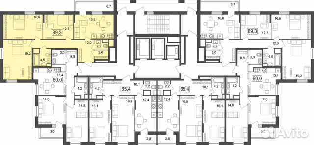 3-к квартира, 89.3 м², 18/25 эт. 3-к квартира, 89.3 м², 18/25 эт.