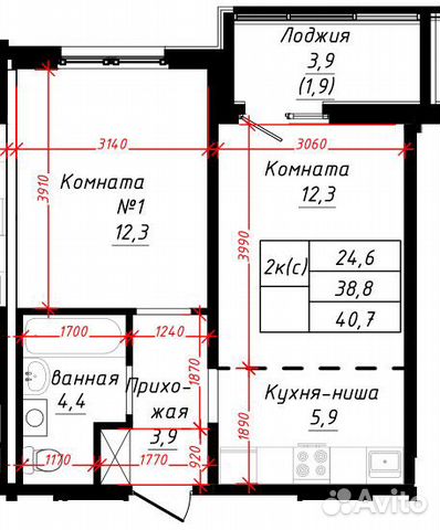 2-к квартира, 54 м², 4/16 эт. 2-к квартира, 54 м², 4/16 эт.