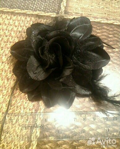 Заколка-цветок черный