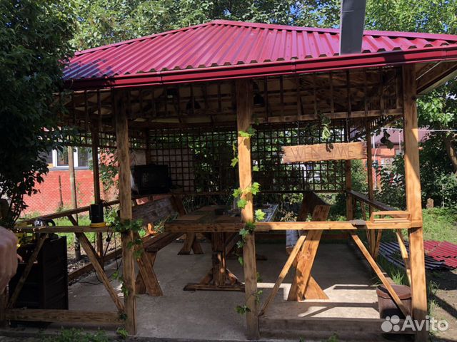 Беседки, столы и скамейки из массива