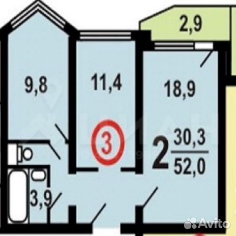 2-к квартира, 52 м², 15/17 эт. 2-к квартира, 52 м², 15/17 эт.