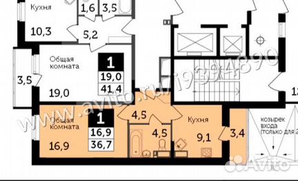 1-к квартира, 36.7 м², 7/19 эт.