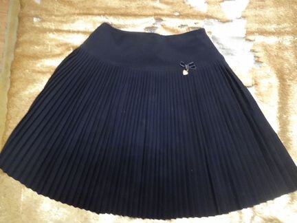 Юбка школьная тёмно синяя плиссе
