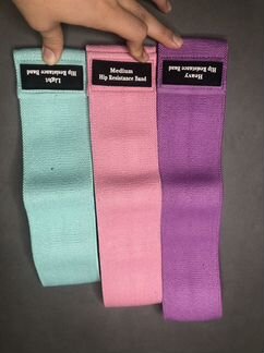 Тканевые фитнес резинки набор 3шт. / Спорт резинки