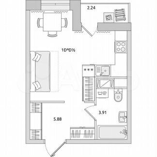 Квартира-студия, 26,8 м², 14/17 эт.