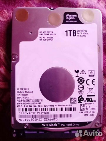 Жесткий диск HDD Western Digital 1TB 6GB/S 64MB BL