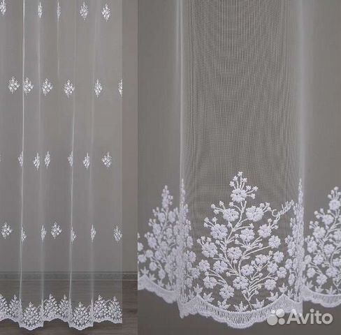 Тюль грек с вышивкой