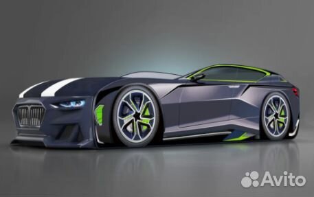 Кровать-машина с матрасом и ящиками