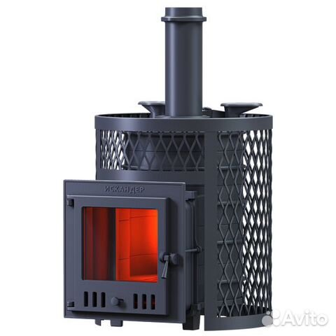 Печь банная Искандер зк 25 M Ураган с дымоходом