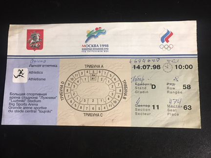 Билет на всемирные юношеские игры, 1998