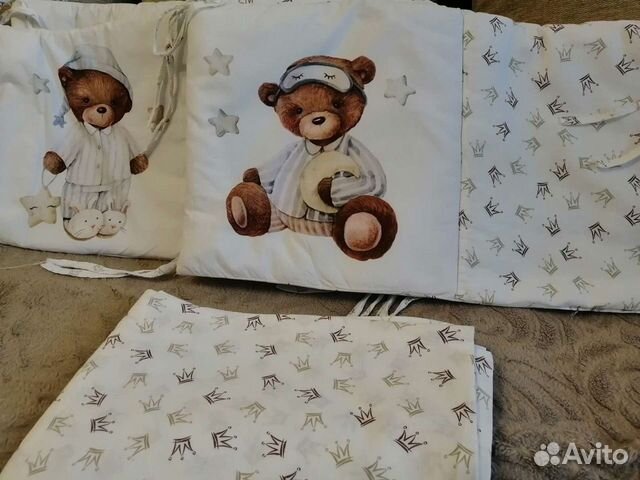 Бортики в кроватку+постельное бельё