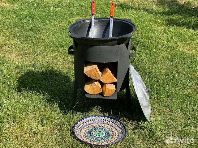 Комплект Казан чугунный 10л + стальная печь