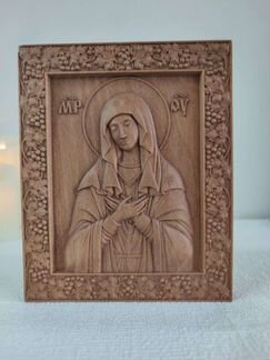 Икона деревянная объемная резная