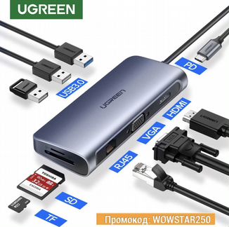 USB HUB, хаб, док-станция ugreen