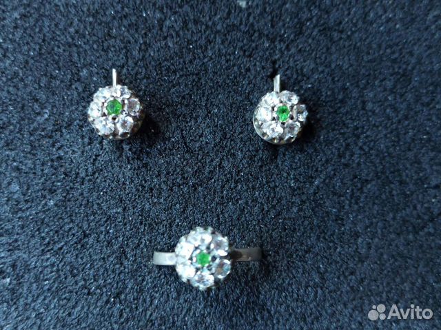 Серебряное кольцо серьги винтаж