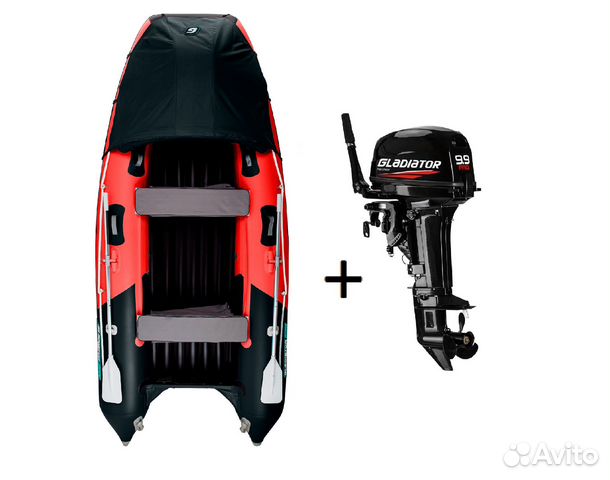 Мотор Gladiator 9.9 Pro + Лодка Gladiator E350 Pro